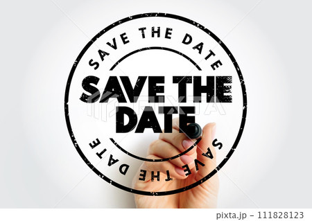 Save The Date text stamp, concept background 111828123