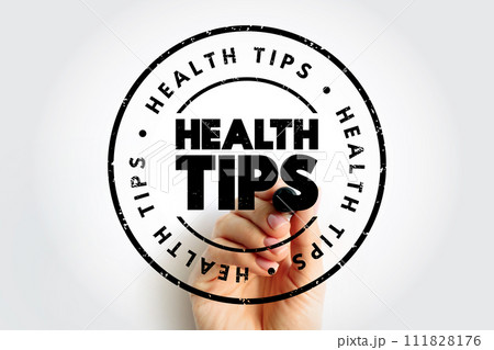 Health Tips text stamp, concept background 111828176