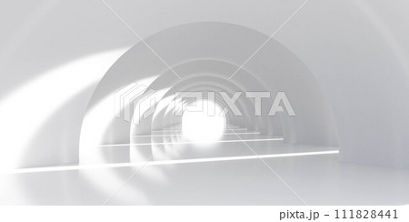 White Tunnel With Light Illumination 3d render illustration 111828441