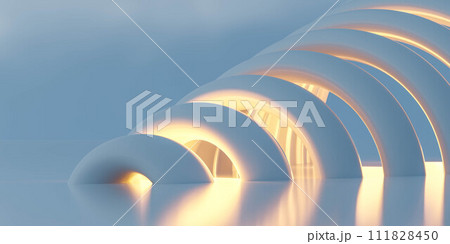 Radiant Curved Lights Brightening the Night Sky 3d render illustration. surreal landscape background Radiant Curved Lights Brightening the Night Sky 3d render illustration. surreal landscape background 111828450