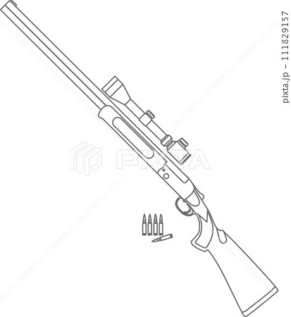 Hunting Rifle with Optical Sight and Rifle...のイラスト素材 [111829157] - PIXTA