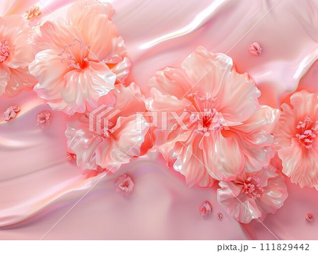 AI-generated content. Vibrant pink flowers displayed on a matching pink fabric AI-generated content. Vibrant pink flowers displayed on a matching pink fabric 111829442
