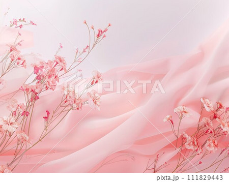AI-generated content. Vibrant pink flowers displayed on a matching pink fabric AI-generated content. Vibrant pink flowers displayed on a matching pink fabric 111829443