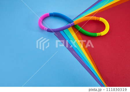 Autistic rainbow eight infinity symbol. Autism awareness day symbol. 111830319