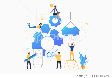 business people with icons 111830529