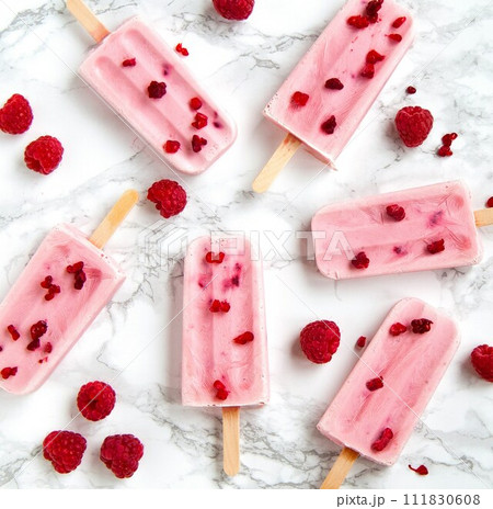 popsicles with red currants and ice cream popsicles with red currants and ice cream 111830608