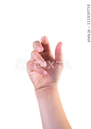 one hand on isolated background clipping path 111830758