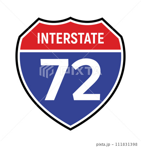 72 route sign icon. Vector road 72 highway interstate american freeway symbol 111831398