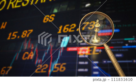 The magnifying glass and Gold king chess for Business concept 3d rendering 111831610