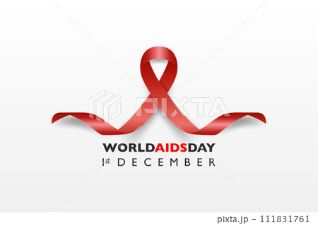 World AIDS Day Banner. AIDS Awareness Red Silk Ribbon on a White Background. AIDS Day Concept. Design Template for 1st December Poster, Placard, Card, AIDS Awareness World AIDS Day Banner. AIDS Awareness Red Silk Ribbon on a White Background. AIDS Day Concept. Design Template for 1st December Poster, Placard, Card, AIDS Awareness 111831761