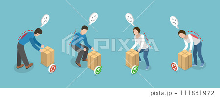 3D Isometric Flat Vector Illustration of Posture While Weight Lifting 111831972