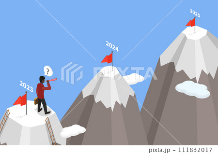 3D Isometric Flat Vector Illustration of Business Goals 111832017