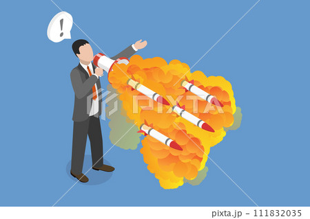 3D Isometric Flat Vector Illustration of War Propaganda 111832035