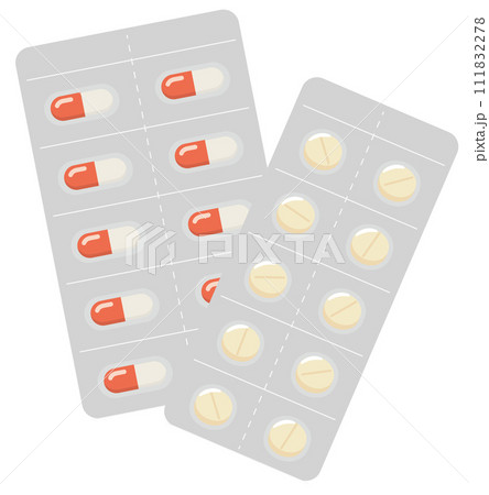 薬_病院で処方された薬　カプセルと錠剤	 111832278