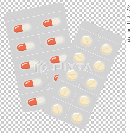 薬_病院で処方された薬　カプセルと錠剤	 111832278