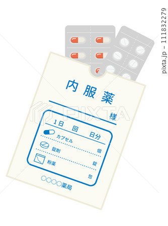 薬_病院で処方された薬　カプセルと錠剤 111832279