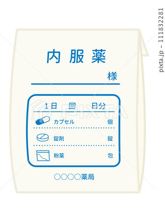 薬_病院で処方された薬　薬袋　内服薬	 111832281