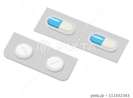 薬_病院で処方された薬　カプセルと錠剤	 111832363