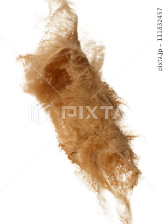 Sand Storm desert with wind blow spin around. Golden yellow sand tornado storm with high wind. Fine Sand circle around, White background Isolated throwing particle element object Sand Storm desert with wind blow spin around. Golden yellow sand tornado storm with high wind. Fine Sand circle around, White background Isolated throwing particle element object 111832457