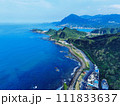 Aerial view of the coastal highway in the northeast corner of Taiwan. 111833637