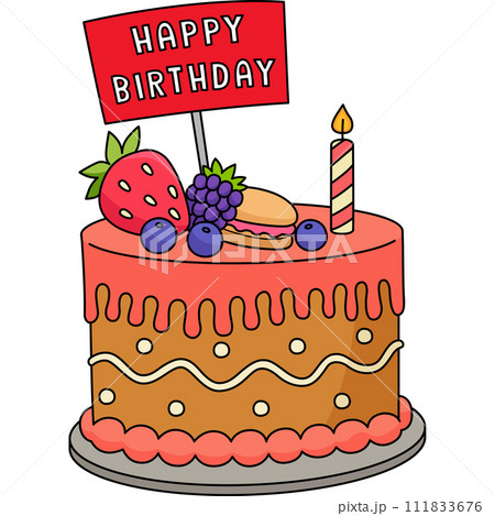 Birthday Cake Cartoon Colored Clipart Illustration 111833676