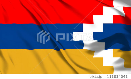 アルツァフ共和国の旗がはためいています。 111834041
