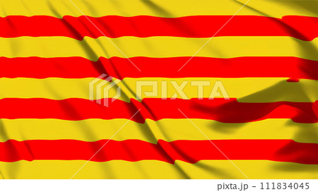 カタルーニャの旗がはためいています。 111834045