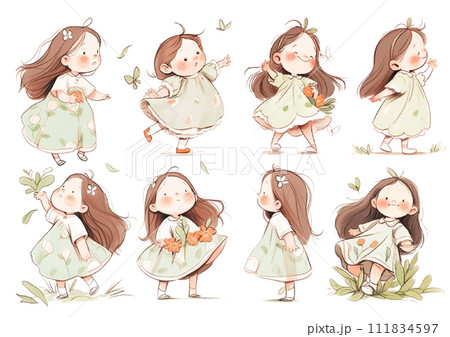 絵本のイラスト素材かわいい女の子ポーズ集 111834597