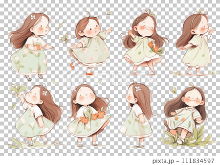 絵本のイラスト素材かわいい女の子ポーズ集 111834597