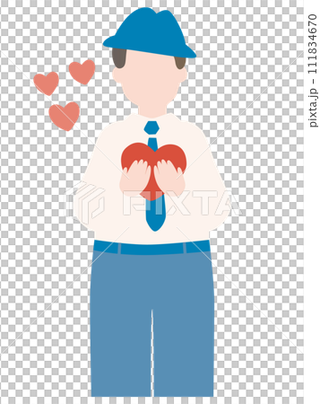 Vector illustration of a man hugging a heart 111834670
