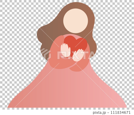 向量圖的一個女人擁抱一顆心 111834671