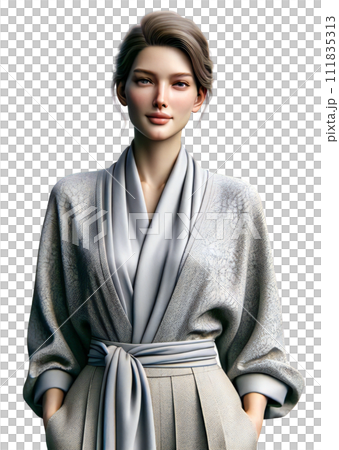 正面を向く女性(AI) 正面を向く女性(AI) 111835313