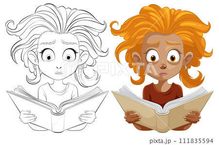 Surprised Young Readers in Color and Monochrome 111835594