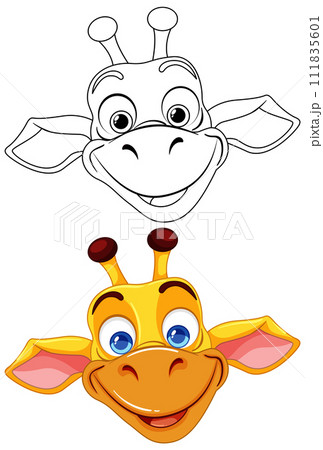 Cheerful Cartoon Giraffe Illustration Cheerful Cartoon Giraffe Illustration 111835601