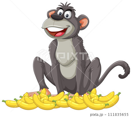Cheerful Monkey with a Banana Hoard Cheerful Monkey with a Banana Hoard 111835655