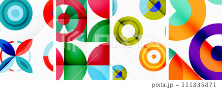 Circles and rings geometric backgrounds. Posters for wallpaper, business card, cover, poster, banner, brochure, header, website 111835871