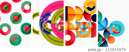 Round geometric elements and circles in background design for wallpaper, business card, cover, poster, banner, brochure, header, website 111835874