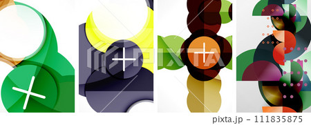 Set of circles geometric abstract posters. Abstract backgrounds for wallpaper, business card, cover, poster, banner, brochure, header, website 111835875