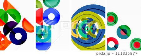 Circles and rings geometric backgrounds. Posters for wallpaper, business card, cover, poster, banner, brochure, header, website 111835877