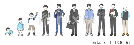 男性のライフステージのイラスト 男性のライフステージのイラスト 111836367