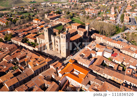 Drone photo of Spanish city Siguenza, Castile-La Mancha 111836520