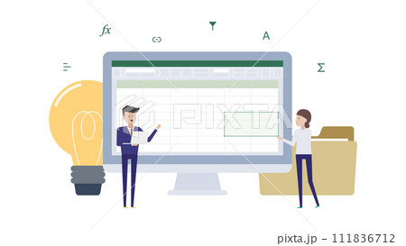 Excelスキルを身に着けて経理の業務を効率化するビジネスマン 111836712