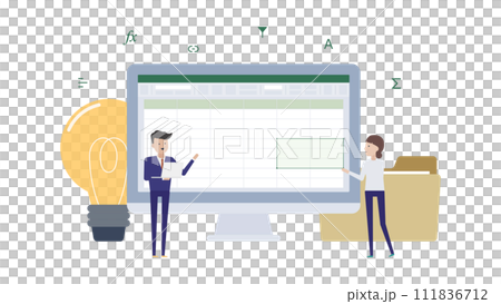 Excelスキルを身に着けて経理の業務を効率化するビジネスマン 111836712