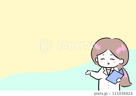 笑顔で説明をする女性医師のイラスト 笑顔で説明をする女性医師のイラスト 111836828