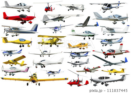 Set of airplanes on white background 111837445