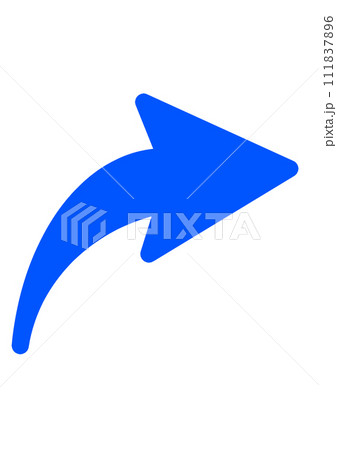 曲がる矢印 青 曲がる矢印 青 111837896