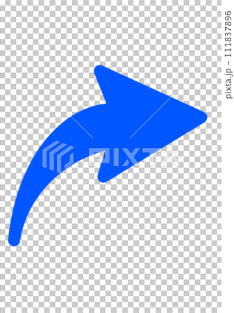 曲がる矢印 青 曲がる矢印 青 111837896
