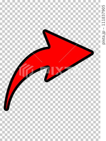 Curving arrow black edge red 111837905