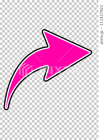 Curving arrow black and white border pink Curving arrow black and white border pink 111837922