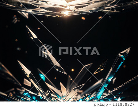 割れたガラス、水晶、ガラスの破片、爆発 111838827